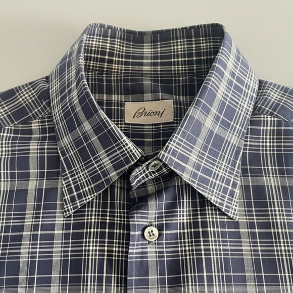 Brioni Made in Italy Navy Button-Down Shirt, Tailored Fit, Size L - Picture 1 of 5